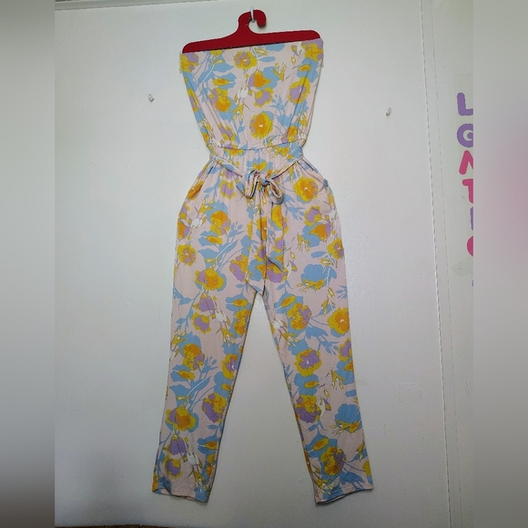 Rachel Pally strapless jumpsuit,pink With yellow flowers,pockets,modal,sz XS. - Picture 16 of 16